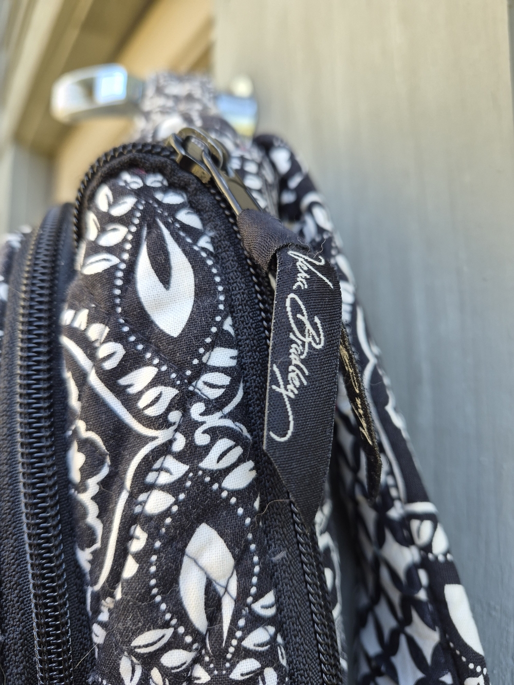 Vera Bradley Black & White Floral Backpack with Multicolor Stripe - Picture 2 of 8